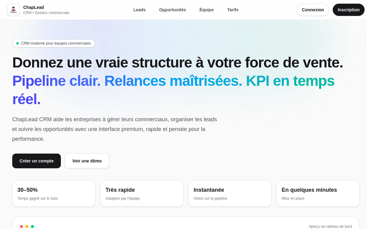 Aperçu du projet ChapLead CRM