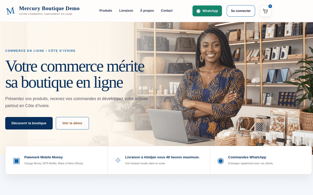 Aperçu du projet Mercury Boutique