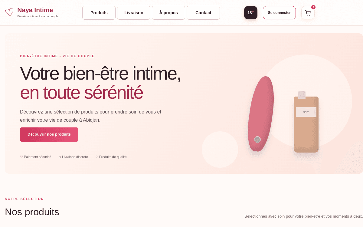Aperçu du projet Naya Intime